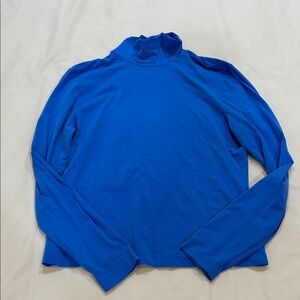 St. John Blue Turtleneck Top Nuda Seamless Long Sleeve Basic Staple‎ Size Large